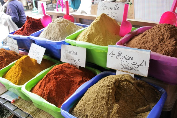 Abbildung Gewürzstand auf dem Djemaa el Fna in Marrakesch