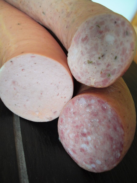 Foto drei Sorten von Fleischwurst Nahaufnahme
