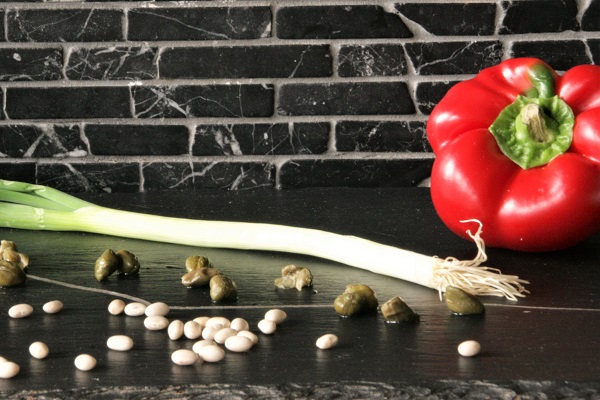 Foto Zutaten für Bohnen-Paprika-Salat